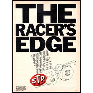 1967 STP Oil Treatment Vintage Print Ad Cartoon Drawing Race Car Wall Art Photo